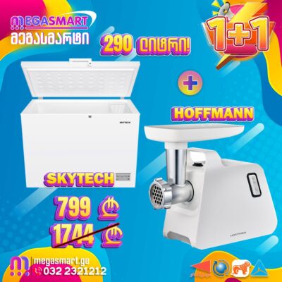 საყინულე 500ლიტრი SkyTech SCFR500DW + საჩუქრად ხორცისაკეპი Hoffmann MGW1400